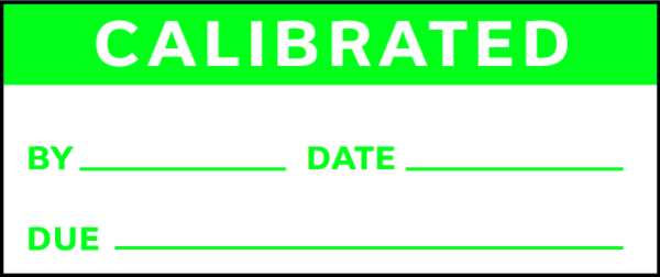 Calibration Label, ENG, Green/White, PK350,  TCSL2-21003
