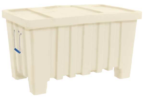 White Bulk Container,  Plastic,  43 in L,  26 1/2 in W,  24 in H,  8.7 cu ft Volume Capacity