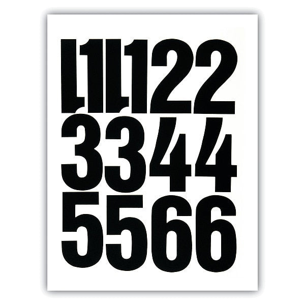 Press-On Numbers, Vinyl, 4", Black, PK23