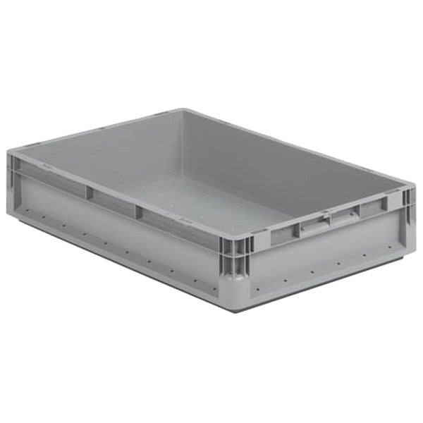 Straight Wall Container,  Gray,  Polypropylene,  16 in L,  12 in W,  5 in H,  0.36 cu ft Volume Capacity