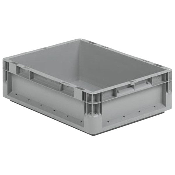 Straight Wall Container,  Gray,  Polypropylene,  16 in L,  12 in W,  9 in H,  0.68 cu ft Volume Capacity