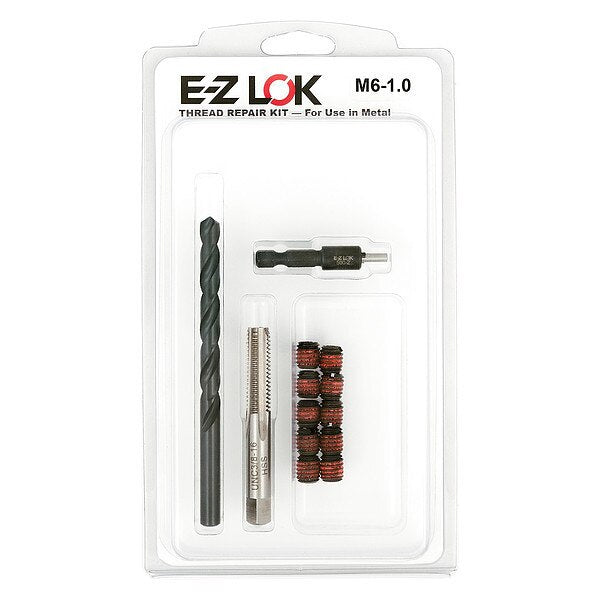 Thread Repair Kit,  Self Locking Thread Inserts,  Black Phosphate Steel,  10 Inserts