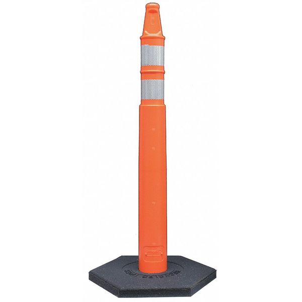 Delineator Post with Base,  HDPE,  Meets MUTCD Requirements,  Temporary,  Orange,  43 in H,  Flat Top