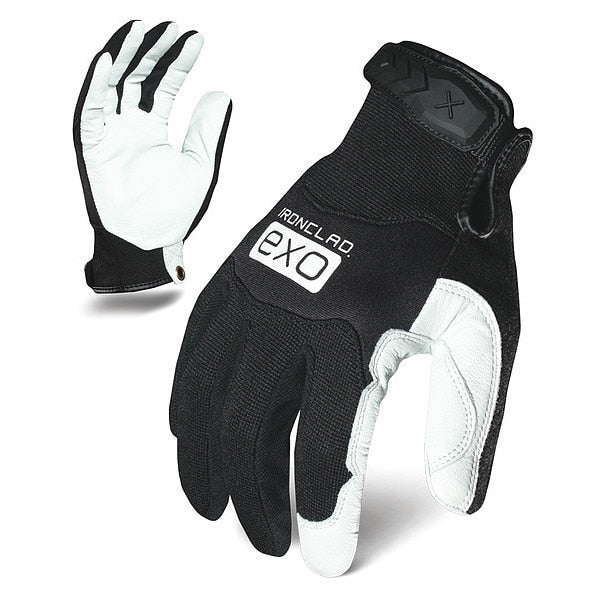 EXO Pro Leather Mechanics Gloves,  Single Layer,  Neoprene,  Full Finger,  Black/White,  XL (10),  1 Pair