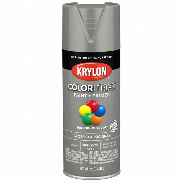 Spray Paint Primer, Gloss, Gray, 12 oz