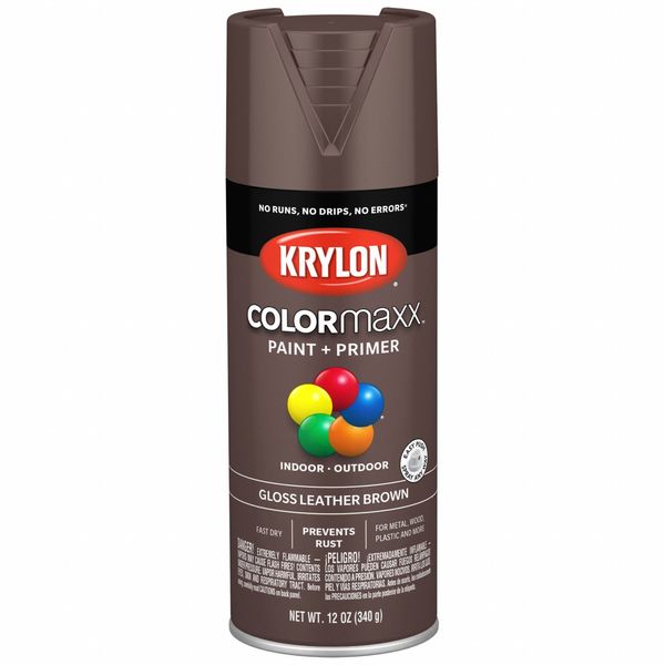 Spray Paint, Gloss, Leather Brown, 12 oz
