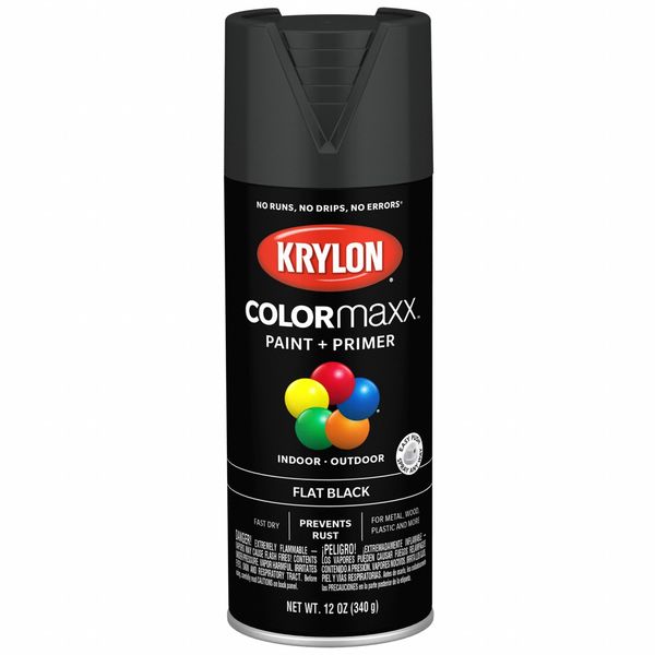 Spray Paint, Flat, Black, 12 oz