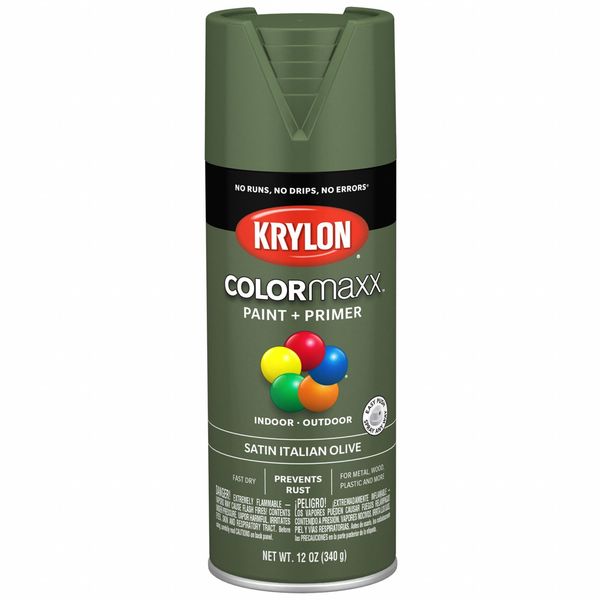 Spray Paint, Satin, Italian Olive, 12 oz