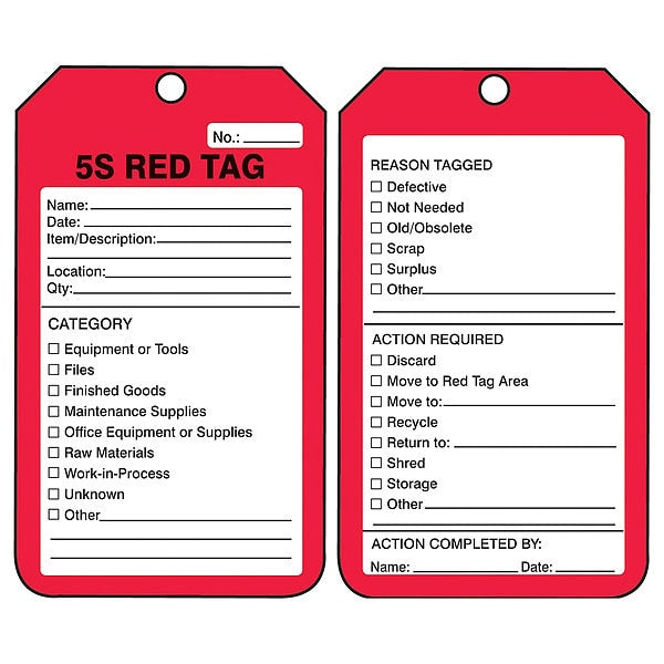 Safety Tag, Cardstock, Black/Red, PK25