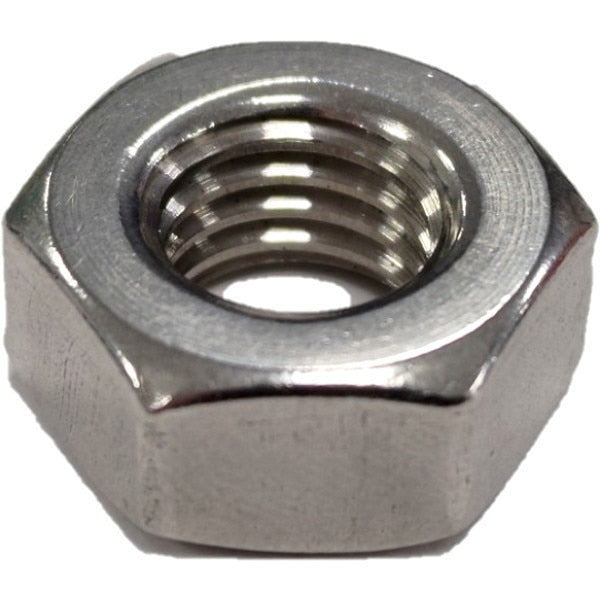 Hex Nut,  7/16"-14,  18-8 Stainless Steel,  Not Graded,  Plain,  3/8 in Ht,  25 PK