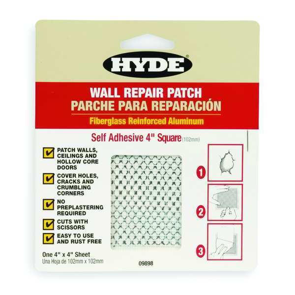 Wall Patch,  4 in x 4 in,  Aluminum/Fiberglass