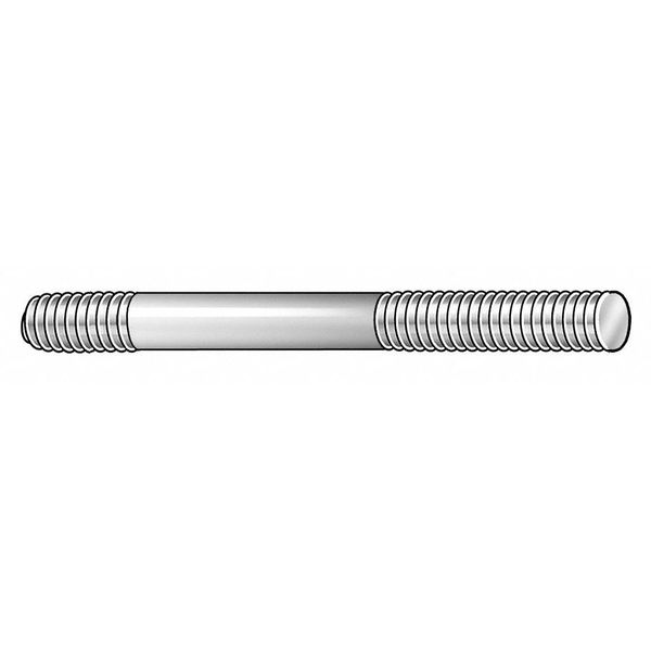 Double-End Threaded Stud,  5/8"-11 Thread to 5/8"-11 Thread,  3 in,  Steel,  Black Oxide,  2 PK