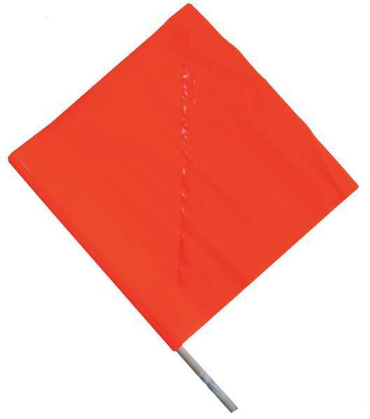 Handheld Warning Flag, Orange, 18x18In