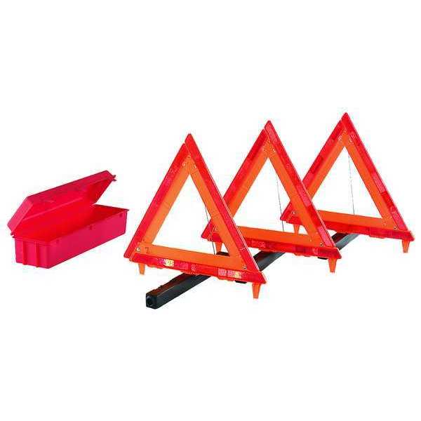 Emergency Warning Triangle Kit,  3-Piece,  Storage Box