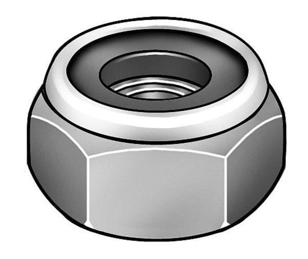 Nylon Insert Lock Nut,  1/4"-20,  Steel,  Grade 2,  Zinc Plated,  3/8 in Ht,  100 PK