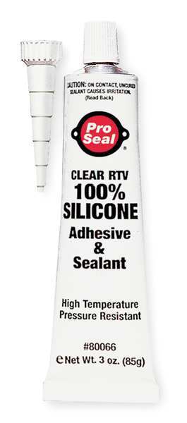Waterproof RTV Silicone Sealant,  3 oz,  Clear,  Temp Range -75 to 500 Degrees F