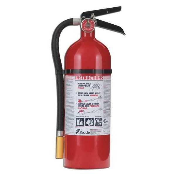 Fire Extinguisher,  Class ABC,  UL Rating 3A:40B:C,  195 psi,  Rechargeable,  5 lb capacity,  18 ft Range