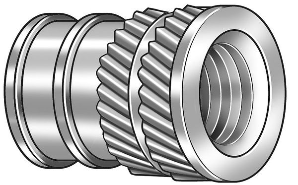 Ultrasonic Insert,  #6-32,  1/4 in L,  0.22 in Insert Dia.,  0.19 in Tapered End Dia.,  Brass,  1000 PK