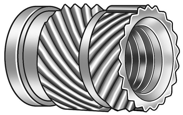 Ultrasonic Insert,  #2-56,  5/32 in L,  0.141 in Insert Dia.,  0.123 in Tapered End Dia.,  Brass