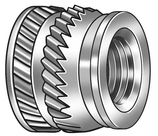 Ultrasonic Insert,  #2-56,  7/64 in L,  0.136 in Insert Dia.,  0.122 in Tapered End Dia.,  Brass