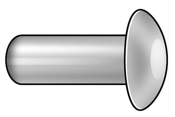 Semi-Tubular Rivet,  Oval Head,  1/8 in Dia.,  1/4 in L,  Steel Body,  100 PK