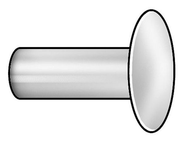 Semi-Tubular Rivet,  Truss Head,  9/64 in Dia.,  7/16 in L,  Aluminum Body,  100 PK