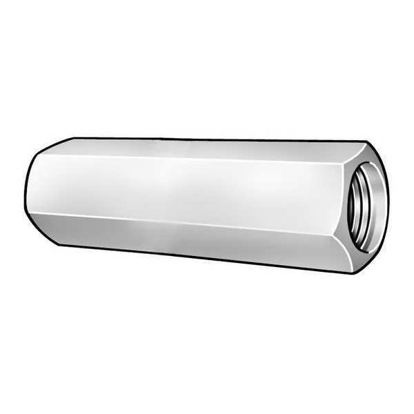 Coupling Nut,  1/2"-13,  Steel,  Grade 2H,  Black Oxide,  1-3/4 in Lg,  7/8 in Hex Wd