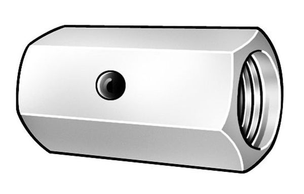 Coupling Nut,  #10-24,  Steel,  Grade 2,  Zinc Plated,  3/4 in Lg,  5/16 in Hex Wd,  5 PK