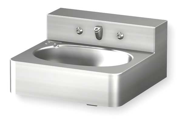 Penal Bathroom Sink, Stainless Steel, Wall