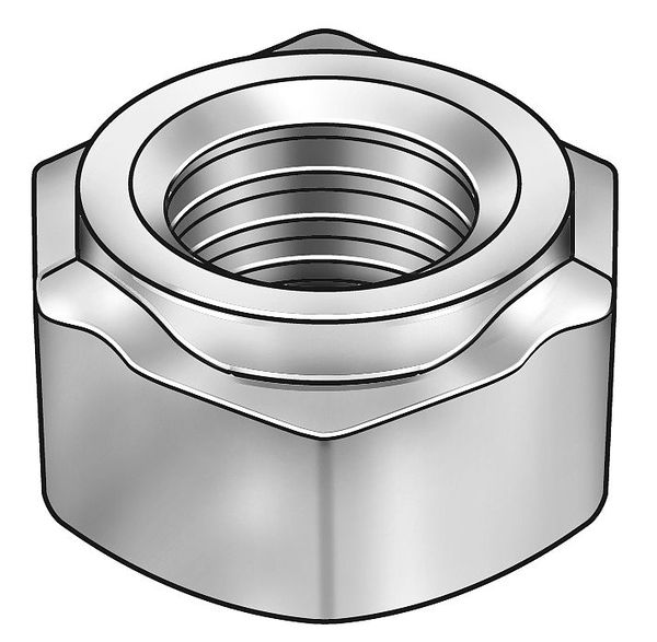 Hex Weld Nut,  5/16"-18,  Steel,  9/16 in Wd,  5/64 in Ht,  50 PK