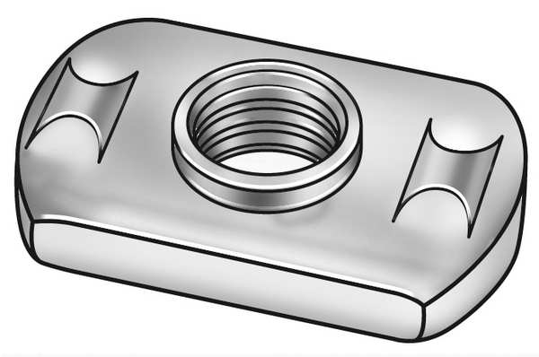 Tab Weld Nut,  #10-24,  Steel,  3/8 in Wd,  5/8 in Lg,  1/32 in Ht,  50 PK
