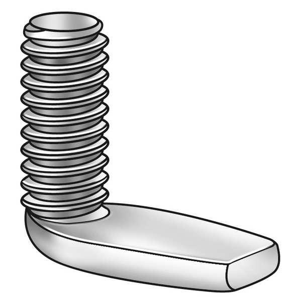 Weld Stud, 1/4"-20, 0.75 in, Right-Angle, Steel, Black OxideFinish, 50 PK