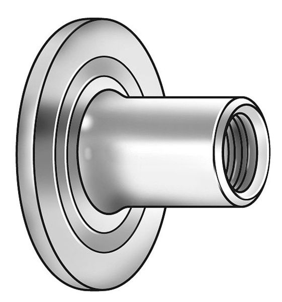 Round Weld Nut,  #10-24,  Steel,  1/32 in Ht,  100 PK