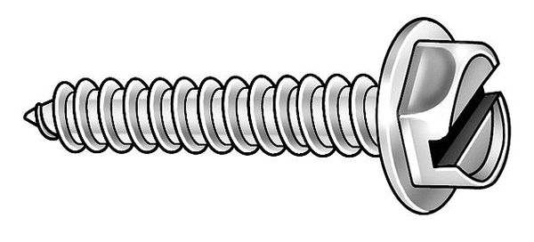 Sheet Metal Screw,  #8 x 1-1/2 in,  Zinc Plated Steel Hex Head Slotted Drive,  100 PK