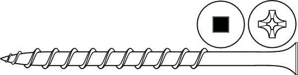 Wood Screw,  #6 x 1-5/8 in,  Black Phosphate Steel Trim Head Square Drive,  245 PK