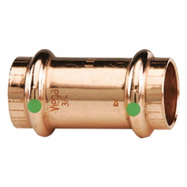 Straight Copper Coupling With Stop,  Press-Fit x Press-Fit,  1/2 in x 1/2 in Tube Size