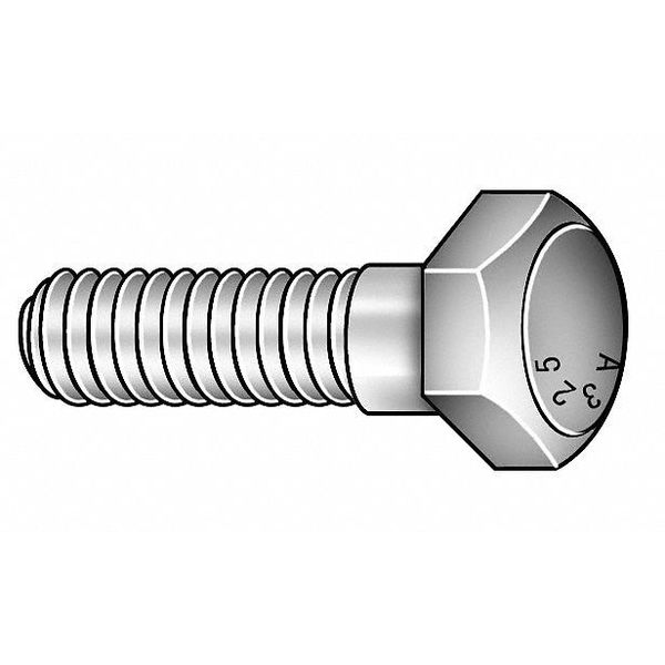 Grade A325,  1/2"-13 Structural Bolt,  Zinc Yellow Steel,  1 1/4 in L,  50 PK