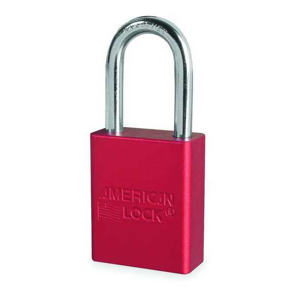 Lockout Padlock,  Keyed Alike,  Aluminum Standard Body,  Boron Alloy Shackle,  Includes 2 Keys,  Red