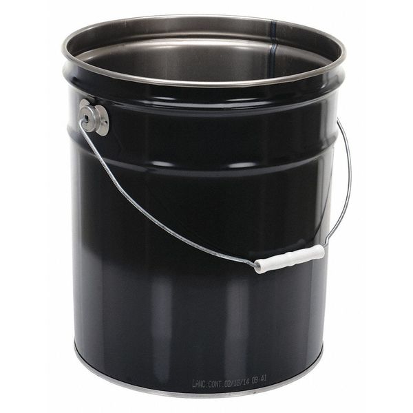 Steel Pail,  Black,  Cap 5 Gal,  With Lining