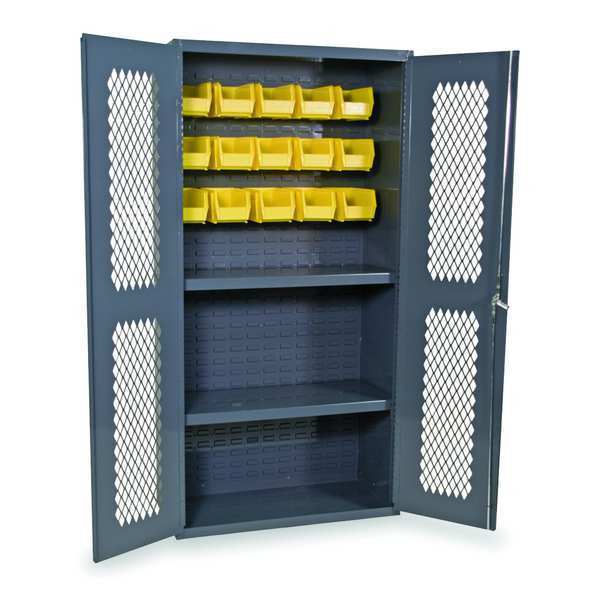 Extra-Heavy Duty Bin Cabinet,  36 in W,  72 in H,  18" D,  15 Bins