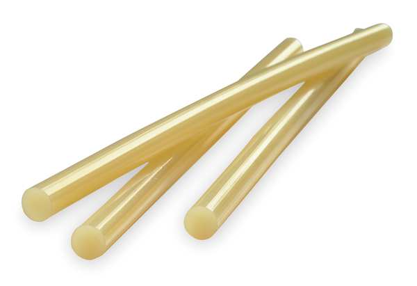 Hot Melt Adhesive,  Tan,  1/2 in Diameter,  12 in Length,  35 sec Begins to Harden