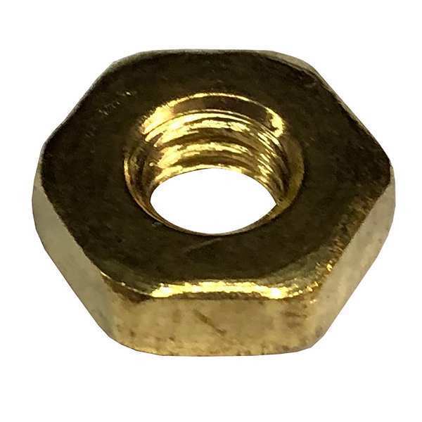 Machine Screw Nut,  #8-32,  Brass,  Not Graded,  Plain,  1/8 in Ht,  100 PK