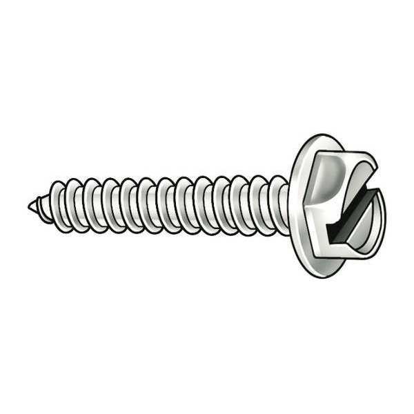 Sheet Metal Screw,  #8 x 3/4 in,  Plain 18-8 Stainless Steel Hex Head Slotted Drive,  100 PK
