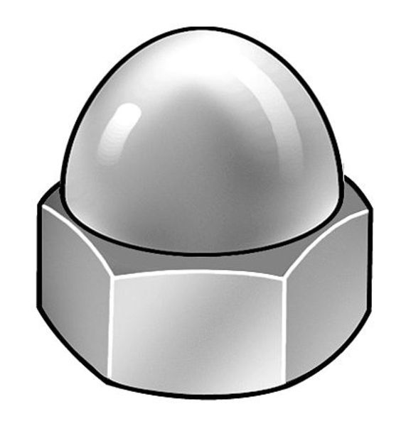 Standard Crown Cap Nut,  #10-32,  Steel,  Chome Plated,  0.555 H,  5 PK