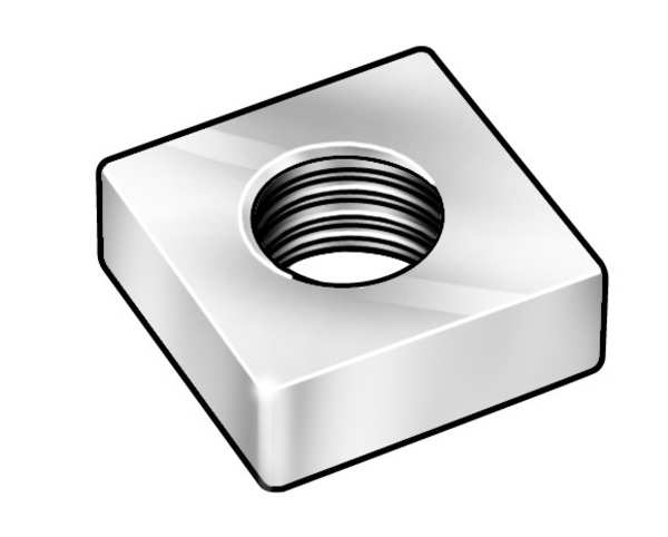 1/4"-20 Steel Zinc Plated Finish Machine Screw Square Nut,  100 pk.