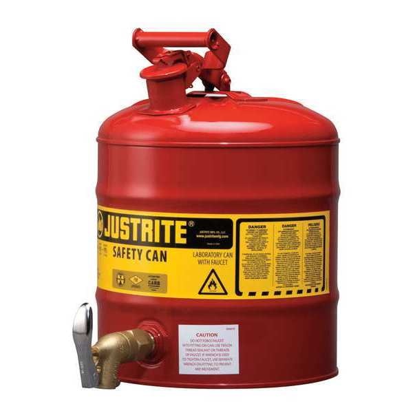 5 gal. Red Steel,  Brass Type I Faucet Safety Can for Flammables