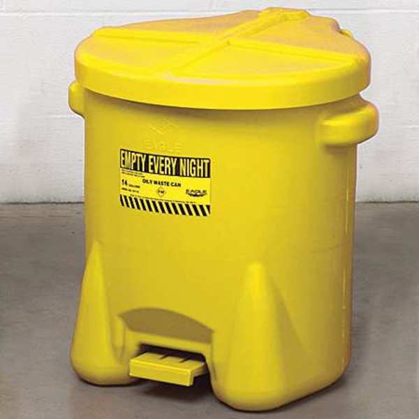 Oily Waste Can, 14 Gal., Poly, Yellow