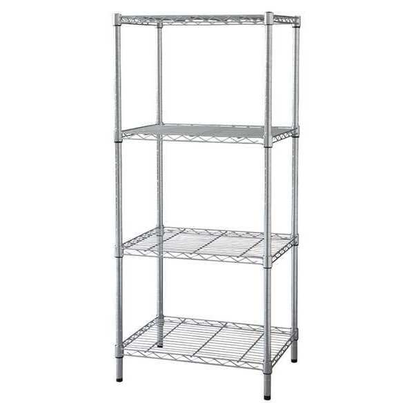 Wire Shelving Unit,  18"D x 72"W x 74"H,  4 Shelves,  Chrome
