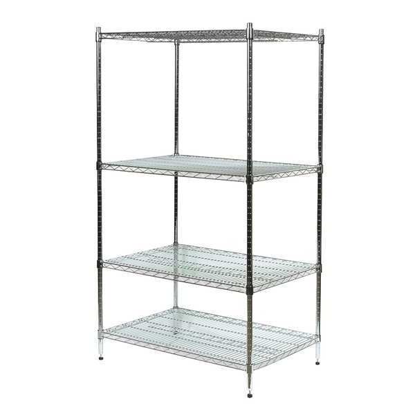 Wire Shelving Unit,  36"D x 60"W x 85"H,  4 Shelves,  Silver