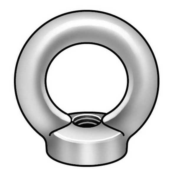 Round Eye Nut,  M10-1.50 Thread Size,  10 mm Thread Lg,  Steel,  Zinc Plated,  4 PK